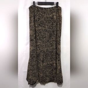 Vintage Cynthia Howie 100% Silk Skirt Womens 12 Black Tan Boho Retro 90s Y2K